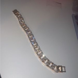 Luxury gold Rhinestone 12mm Iced Out Cuban Link Bracelet